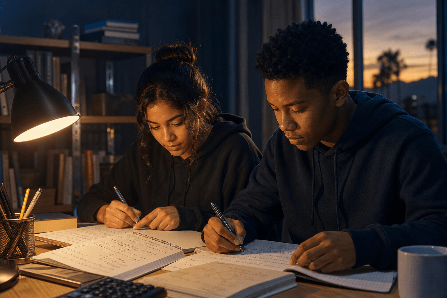 Grade 12 learners studying mathematics together